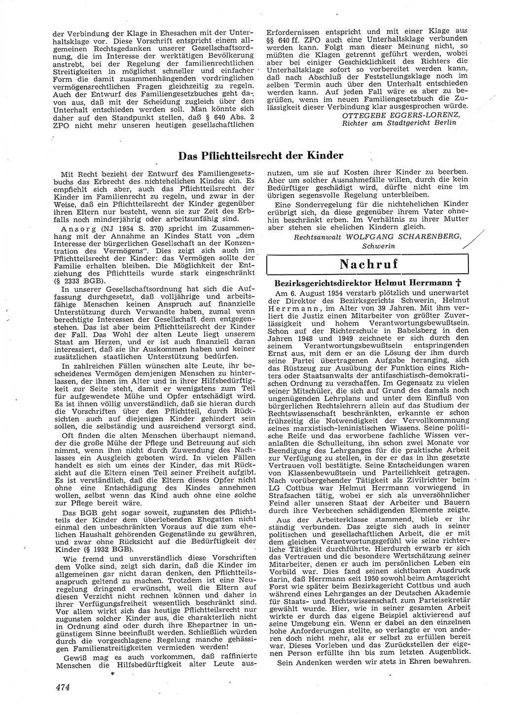 Neue Justiz (NJ), Zeitschrift für Recht und Rechtswissenschaft [Deutsche Demokratische Republik (DDR)], 8. Jahrgang 1954, Seite 474 (NJ DDR 1954, S. 474)