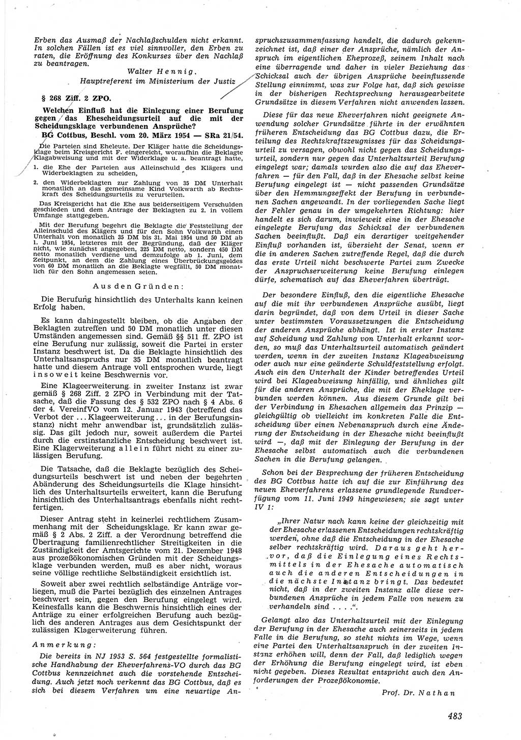 Neue Justiz (NJ), Zeitschrift für Recht und Rechtswissenschaft [Deutsche Demokratische Republik (DDR)], 8. Jahrgang 1954, Seite 483 (NJ DDR 1954, S. 483)