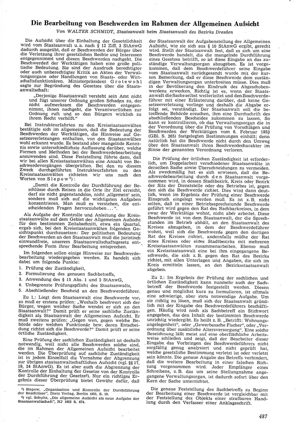 Neue Justiz (NJ), Zeitschrift für Recht und Rechtswissenschaft [Deutsche Demokratische Republik (DDR)], 8. Jahrgang 1954, Seite 487 (NJ DDR 1954, S. 487)