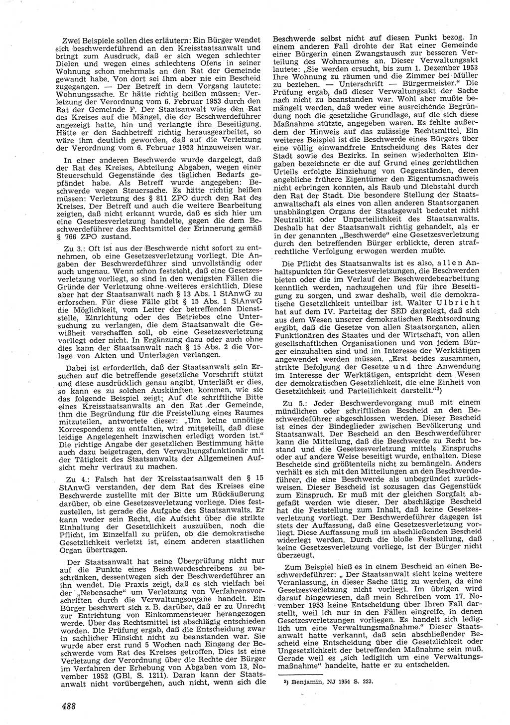 Neue Justiz (NJ), Zeitschrift für Recht und Rechtswissenschaft [Deutsche Demokratische Republik (DDR)], 8. Jahrgang 1954, Seite 488 (NJ DDR 1954, S. 488)