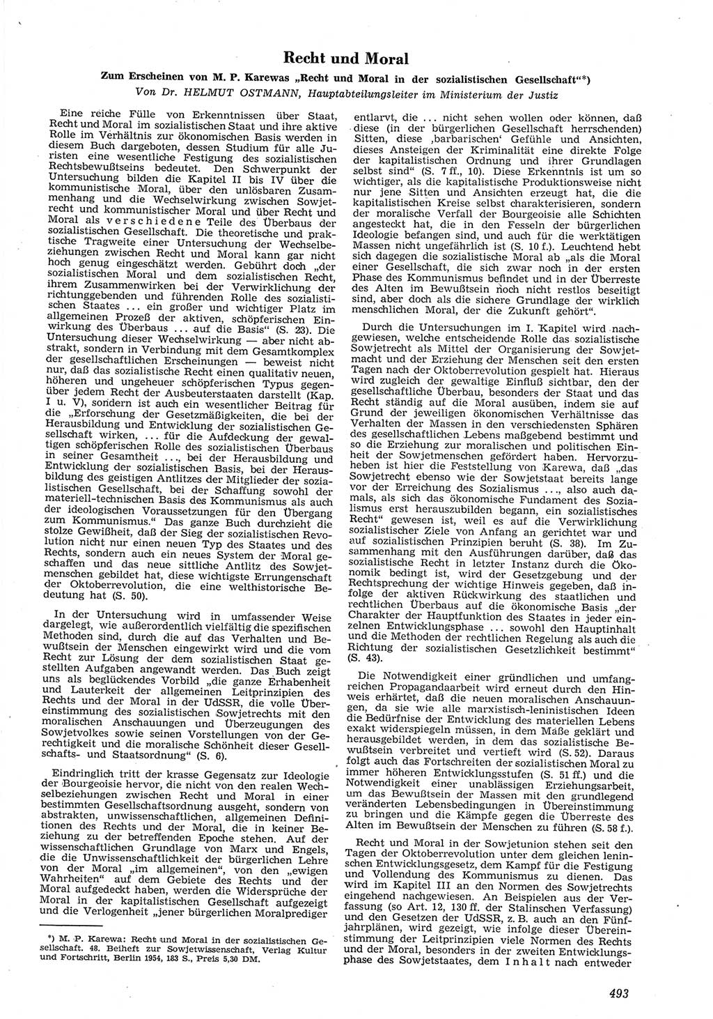 Neue Justiz (NJ), Zeitschrift für Recht und Rechtswissenschaft [Deutsche Demokratische Republik (DDR)], 8. Jahrgang 1954, Seite 493 (NJ DDR 1954, S. 493)