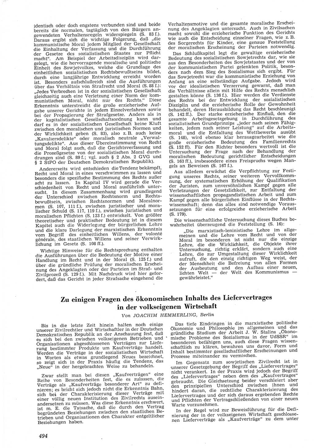 Neue Justiz (NJ), Zeitschrift für Recht und Rechtswissenschaft [Deutsche Demokratische Republik (DDR)], 8. Jahrgang 1954, Seite 494 (NJ DDR 1954, S. 494)