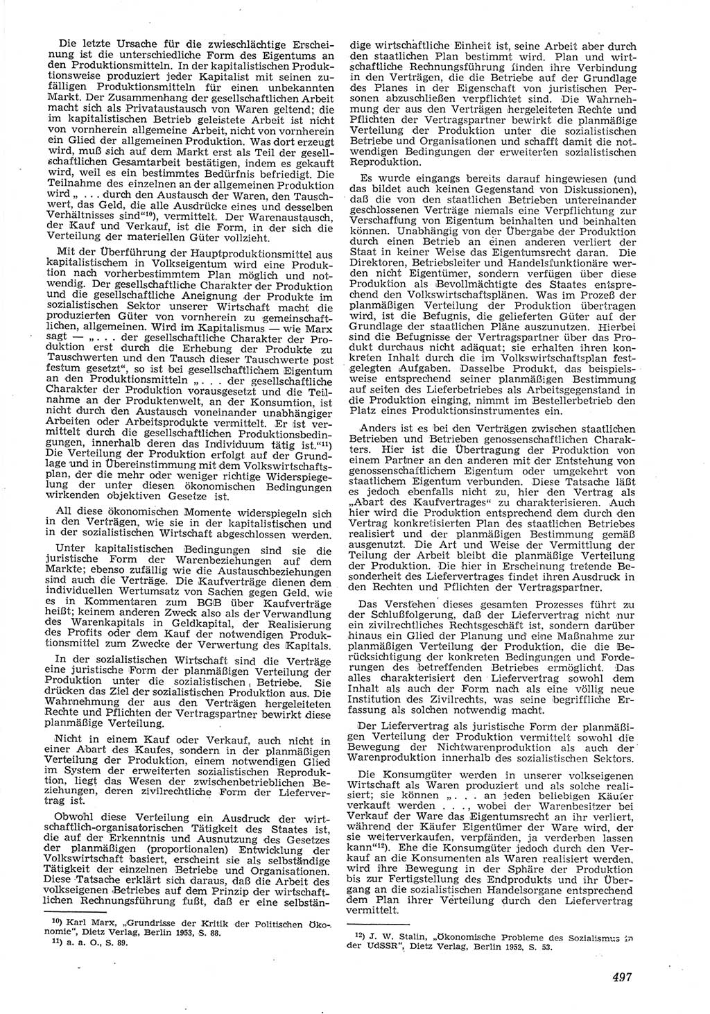 Neue Justiz (NJ), Zeitschrift für Recht und Rechtswissenschaft [Deutsche Demokratische Republik (DDR)], 8. Jahrgang 1954, Seite 497 (NJ DDR 1954, S. 497)
