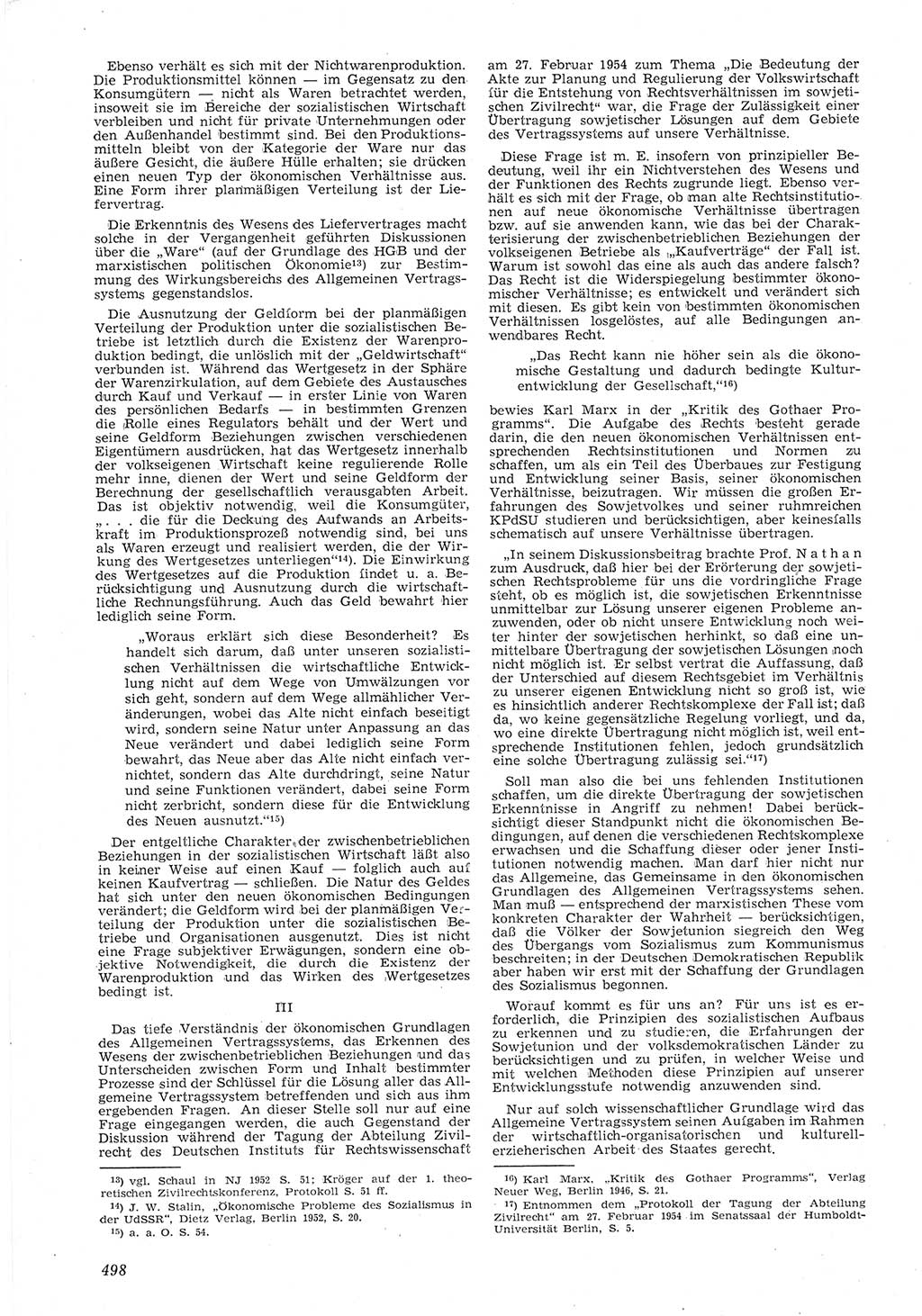 Neue Justiz (NJ), Zeitschrift für Recht und Rechtswissenschaft [Deutsche Demokratische Republik (DDR)], 8. Jahrgang 1954, Seite 498 (NJ DDR 1954, S. 498)