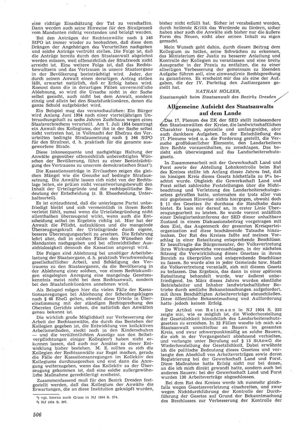 Neue Justiz (NJ), Zeitschrift für Recht und Rechtswissenschaft [Deutsche Demokratische Republik (DDR)], 8. Jahrgang 1954, Seite 506 (NJ DDR 1954, S. 506)