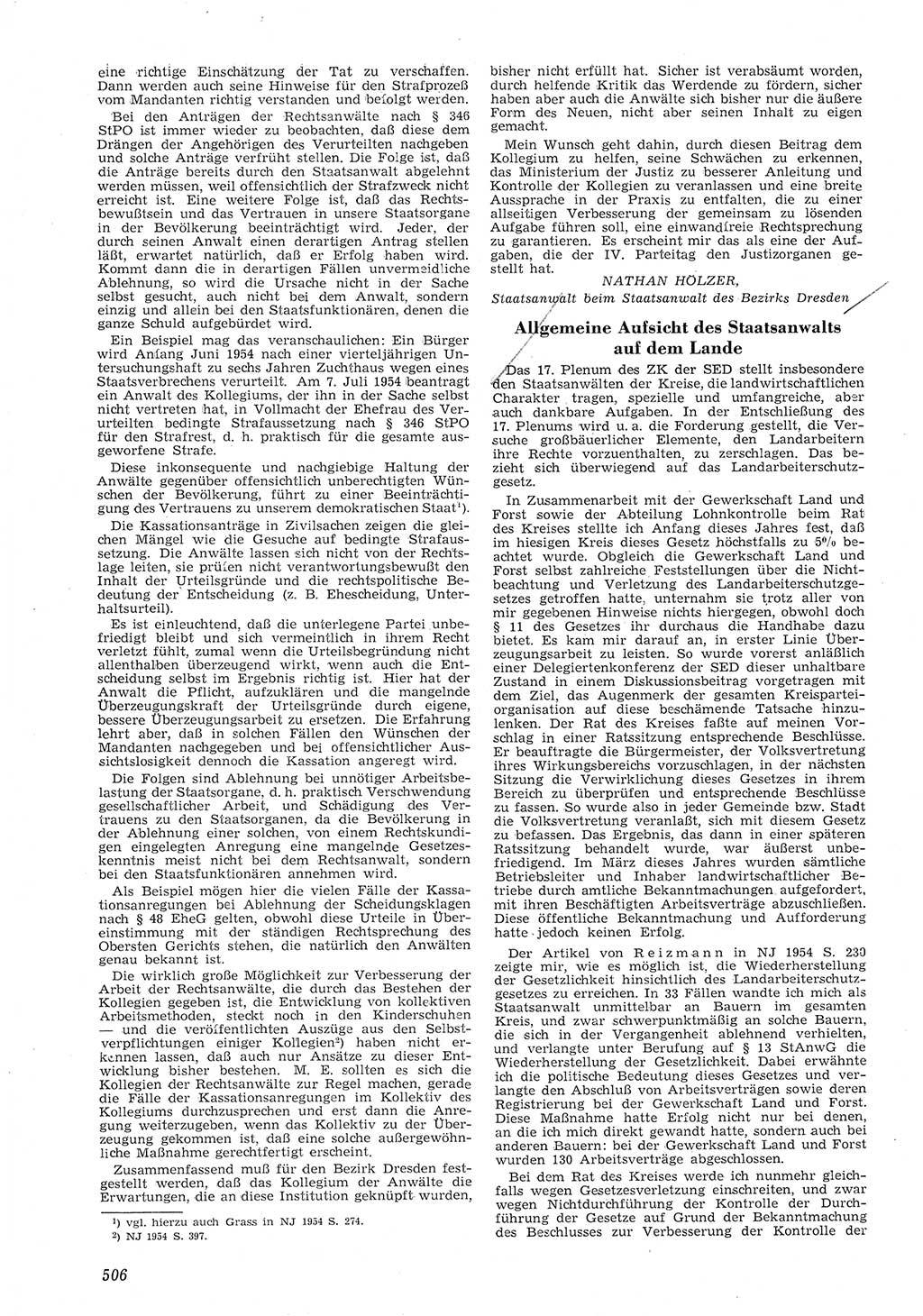 Neue Justiz (NJ), Zeitschrift für Recht und Rechtswissenschaft [Deutsche Demokratische Republik (DDR)], 8. Jahrgang 1954, Seite 506 (NJ DDR 1954, S. 506)