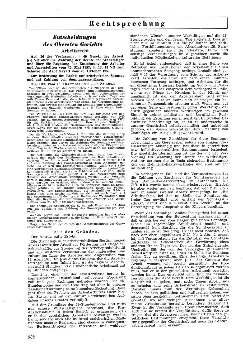 Neue Justiz (NJ), Zeitschrift für Recht und Rechtswissenschaft [Deutsche Demokratische Republik (DDR)], 8. Jahrgang 1954, Seite 508 (NJ DDR 1954, S. 508)