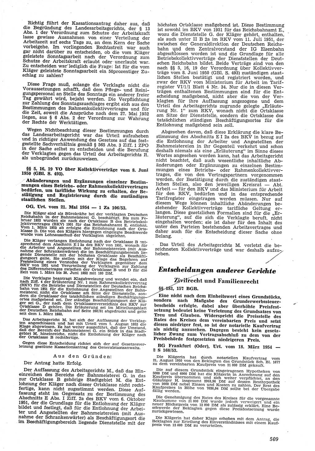 Neue Justiz (NJ), Zeitschrift für Recht und Rechtswissenschaft [Deutsche Demokratische Republik (DDR)], 8. Jahrgang 1954, Seite 509 (NJ DDR 1954, S. 509)