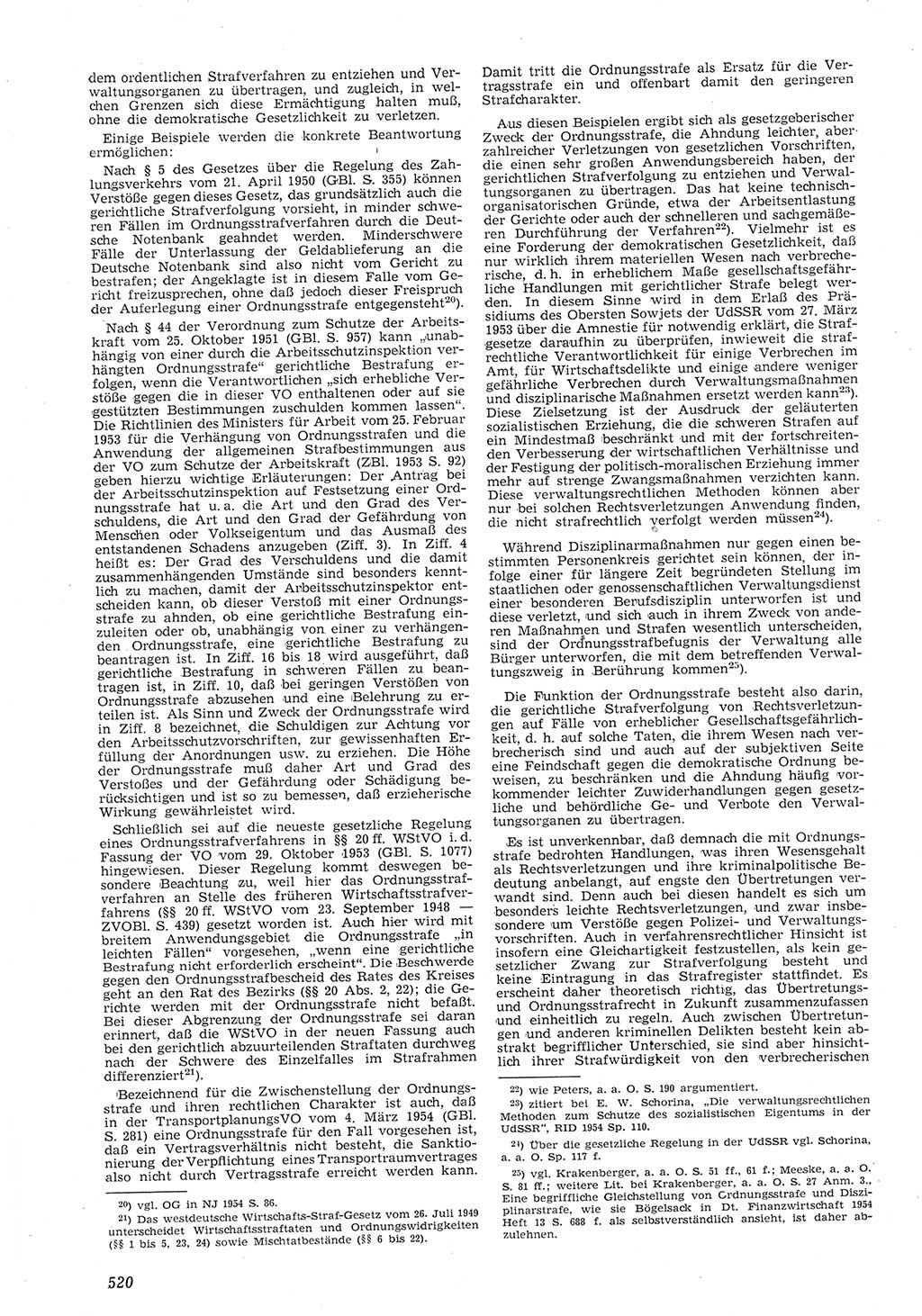 Neue Justiz (NJ), Zeitschrift für Recht und Rechtswissenschaft [Deutsche Demokratische Republik (DDR)], 8. Jahrgang 1954, Seite 520 (NJ DDR 1954, S. 520)