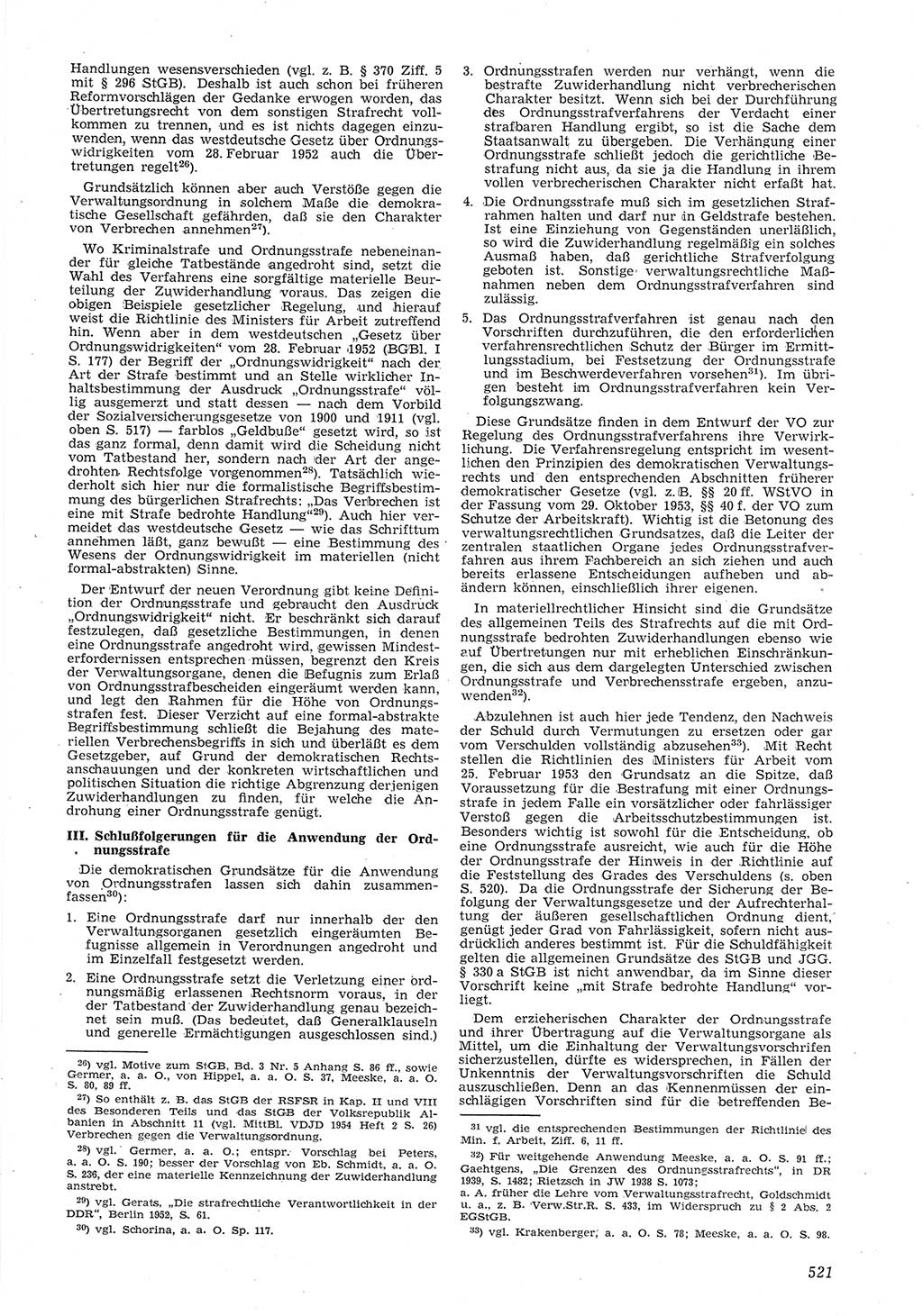 Neue Justiz (NJ), Zeitschrift für Recht und Rechtswissenschaft [Deutsche Demokratische Republik (DDR)], 8. Jahrgang 1954, Seite 521 (NJ DDR 1954, S. 521)