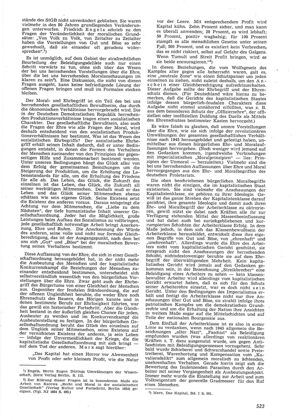 Neue Justiz (NJ), Zeitschrift für Recht und Rechtswissenschaft [Deutsche Demokratische Republik (DDR)], 8. Jahrgang 1954, Seite 523 (NJ DDR 1954, S. 523)
