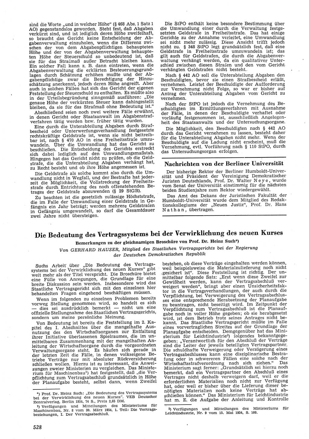 Neue Justiz (NJ), Zeitschrift für Recht und Rechtswissenschaft [Deutsche Demokratische Republik (DDR)], 8. Jahrgang 1954, Seite 528 (NJ DDR 1954, S. 528)