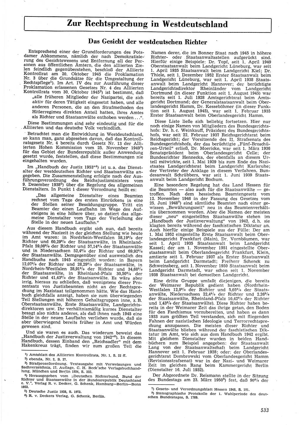 Neue Justiz (NJ), Zeitschrift für Recht und Rechtswissenschaft [Deutsche Demokratische Republik (DDR)], 8. Jahrgang 1954, Seite 533 (NJ DDR 1954, S. 533)