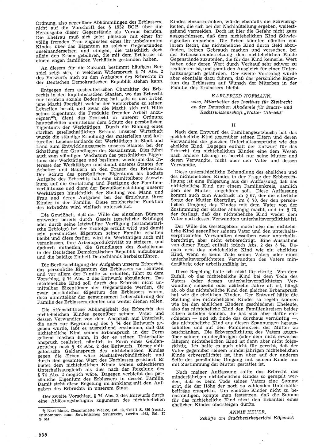 Neue Justiz (NJ), Zeitschrift für Recht und Rechtswissenschaft [Deutsche Demokratische Republik (DDR)], 8. Jahrgang 1954, Seite 536 (NJ DDR 1954, S. 536)