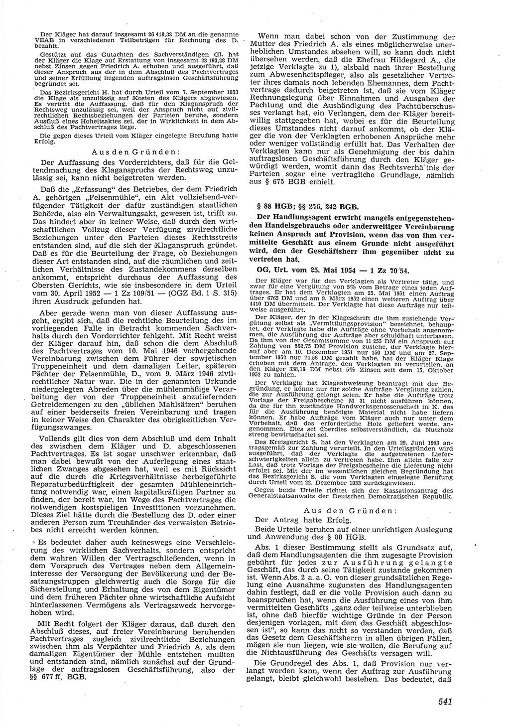 Neue Justiz (NJ), Zeitschrift für Recht und Rechtswissenschaft [Deutsche Demokratische Republik (DDR)], 8. Jahrgang 1954, Seite 541 (NJ DDR 1954, S. 541)