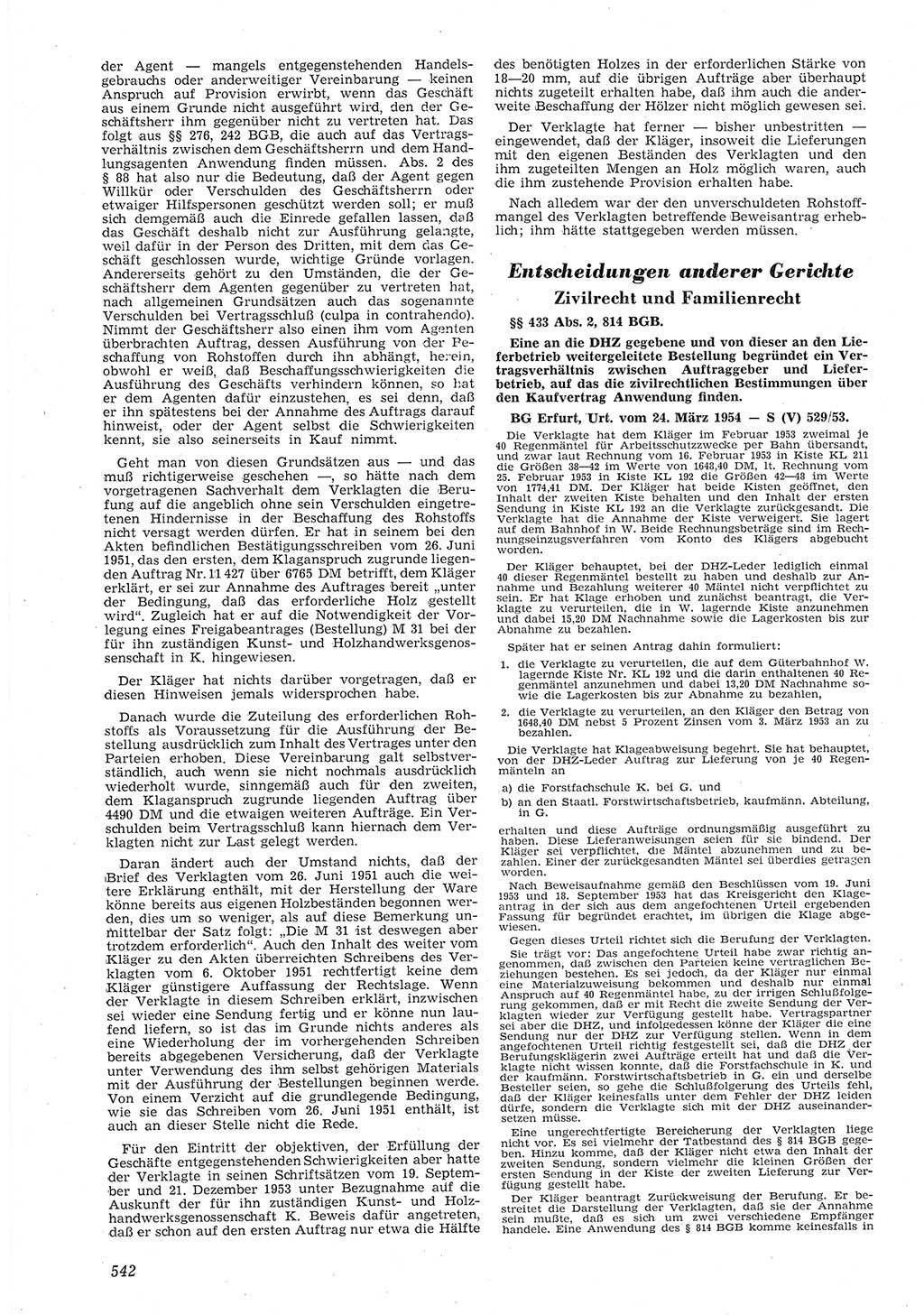 Neue Justiz (NJ), Zeitschrift für Recht und Rechtswissenschaft [Deutsche Demokratische Republik (DDR)], 8. Jahrgang 1954, Seite 542 (NJ DDR 1954, S. 542)