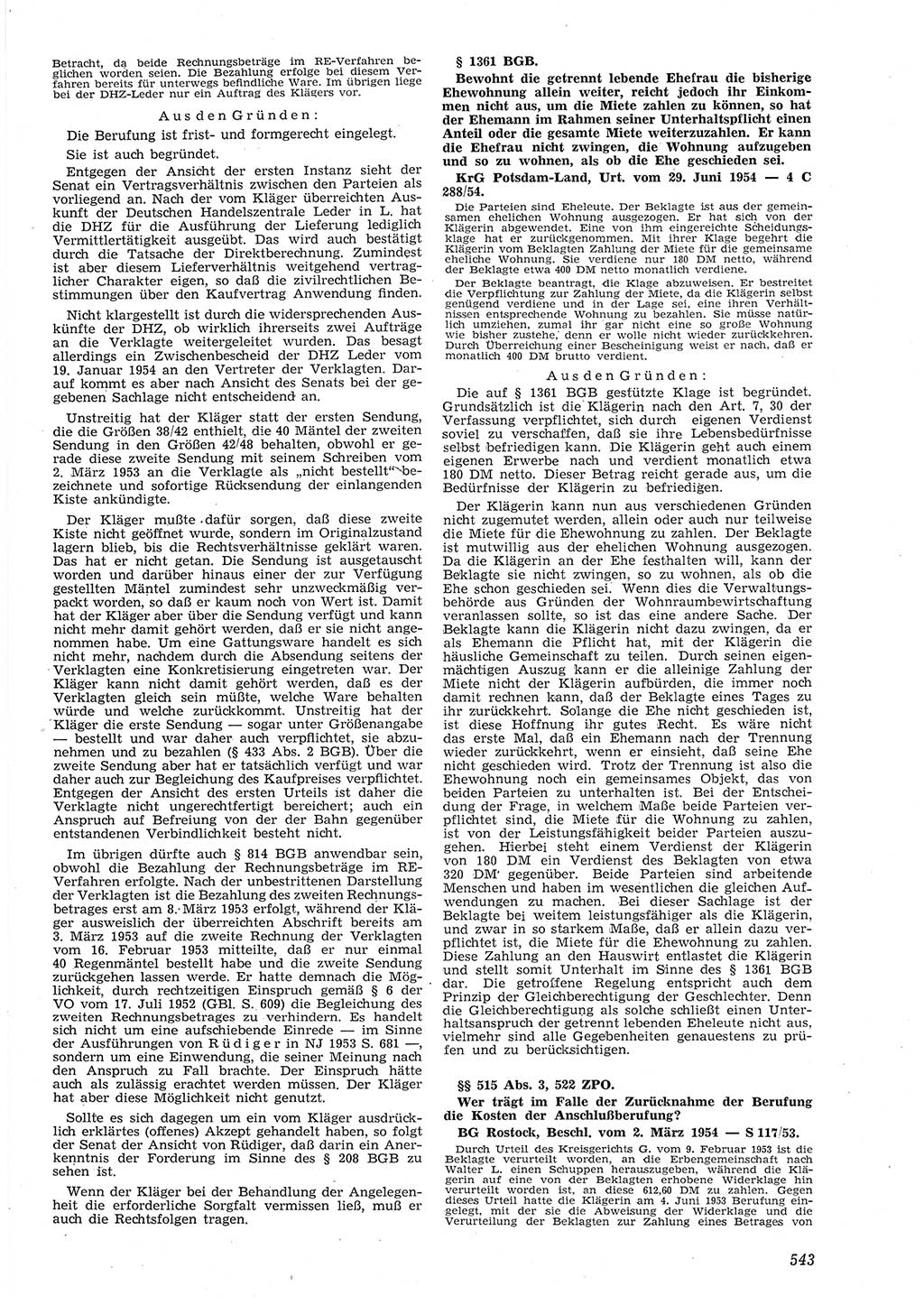 Neue Justiz (NJ), Zeitschrift für Recht und Rechtswissenschaft [Deutsche Demokratische Republik (DDR)], 8. Jahrgang 1954, Seite 543 (NJ DDR 1954, S. 543)