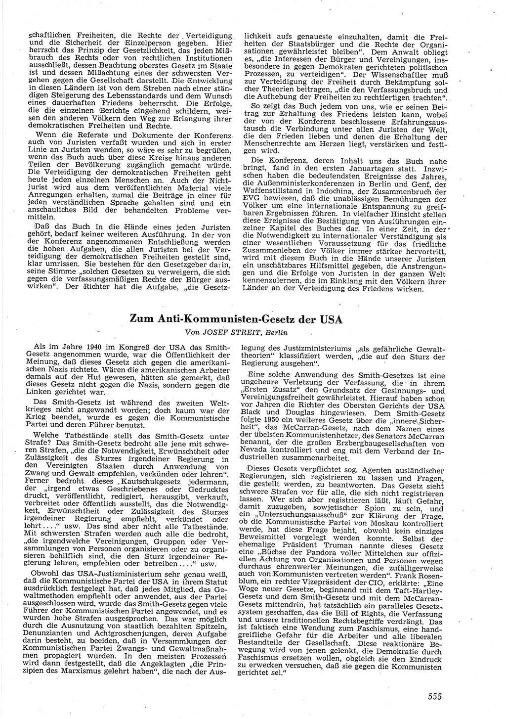 Neue Justiz (NJ), Zeitschrift für Recht und Rechtswissenschaft [Deutsche Demokratische Republik (DDR)], 8. Jahrgang 1954, Seite 555 (NJ DDR 1954, S. 555)