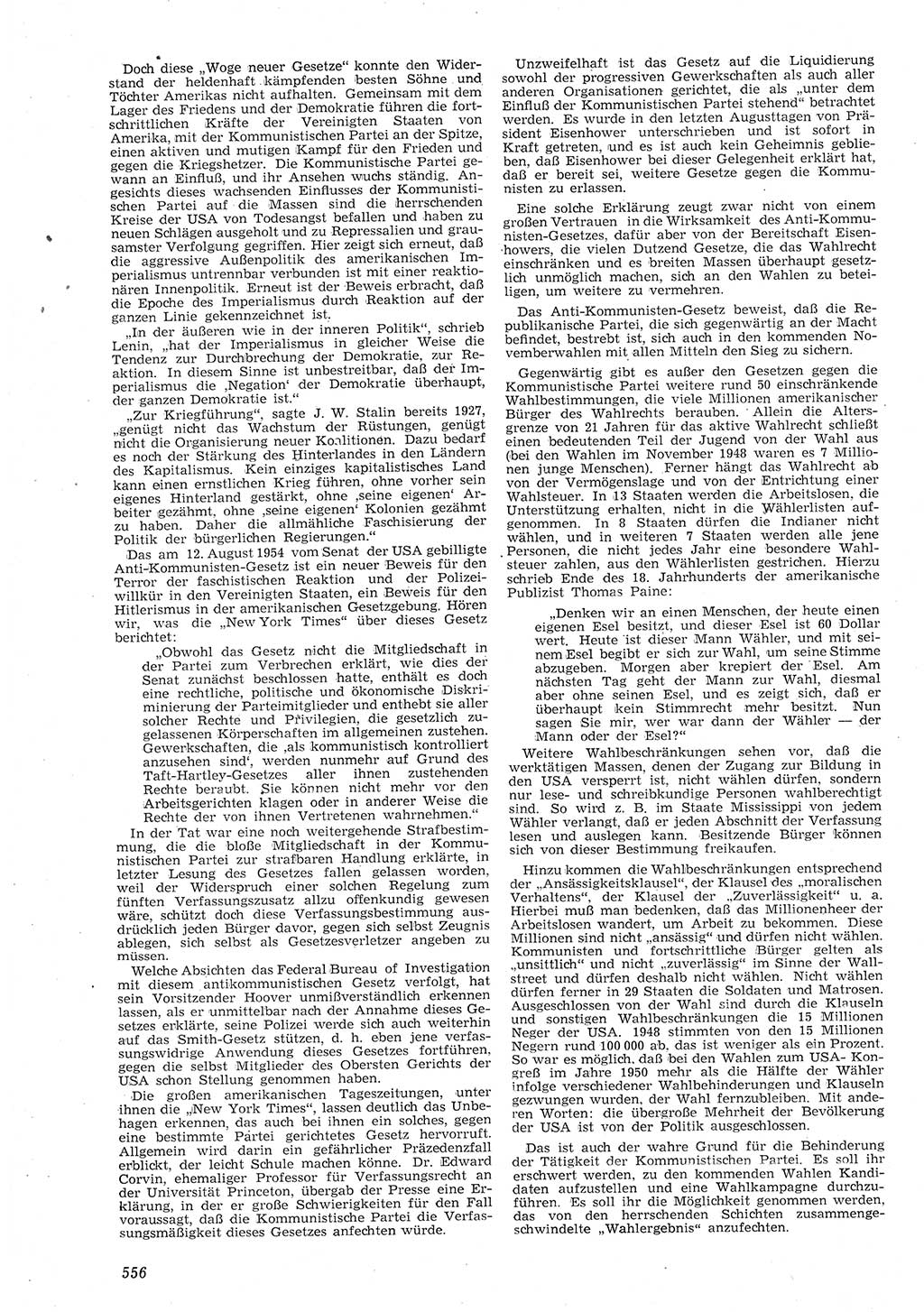 Neue Justiz (NJ), Zeitschrift für Recht und Rechtswissenschaft [Deutsche Demokratische Republik (DDR)], 8. Jahrgang 1954, Seite 556 (NJ DDR 1954, S. 556)
