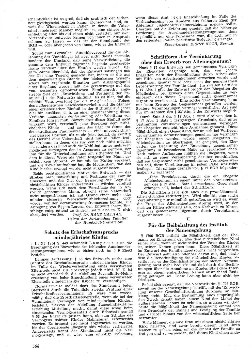 Neue Justiz (NJ), Zeitschrift für Recht und Rechtswissenschaft [Deutsche Demokratische Republik (DDR)], 8. Jahrgang 1954, Seite 568 (NJ DDR 1954, S. 568)