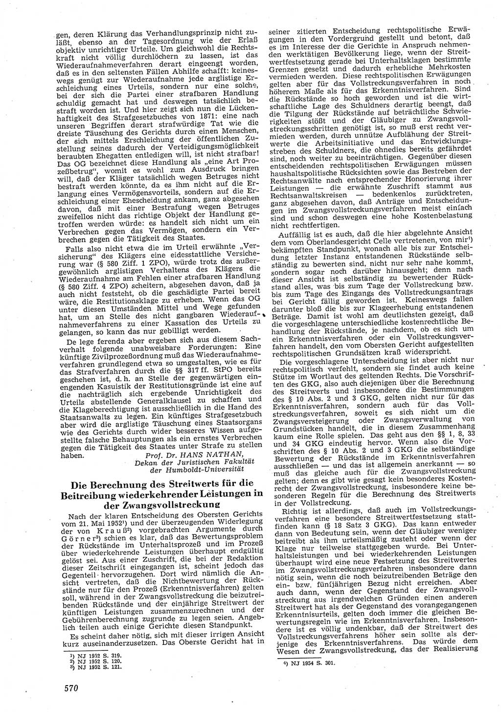 Neue Justiz (NJ), Zeitschrift für Recht und Rechtswissenschaft [Deutsche Demokratische Republik (DDR)], 8. Jahrgang 1954, Seite 570 (NJ DDR 1954, S. 570)
