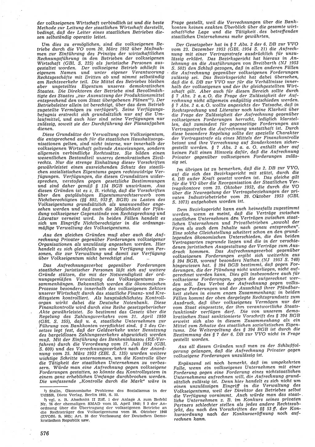 Neue Justiz (NJ), Zeitschrift für Recht und Rechtswissenschaft [Deutsche Demokratische Republik (DDR)], 8. Jahrgang 1954, Seite 576 (NJ DDR 1954, S. 576)