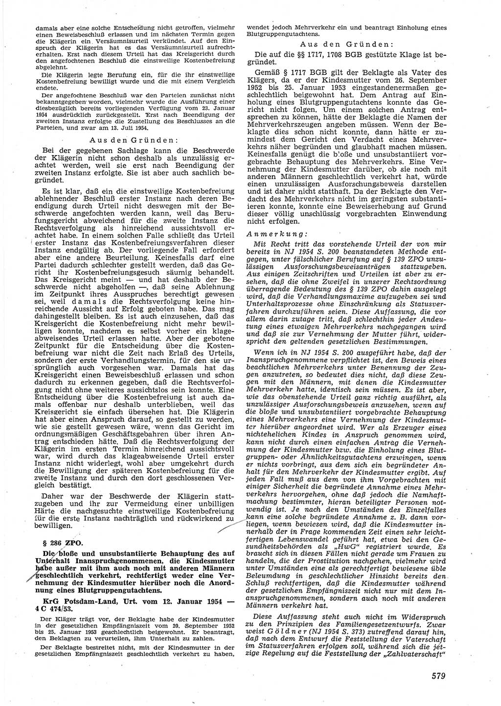 Neue Justiz (NJ), Zeitschrift für Recht und Rechtswissenschaft [Deutsche Demokratische Republik (DDR)], 8. Jahrgang 1954, Seite 579 (NJ DDR 1954, S. 579)