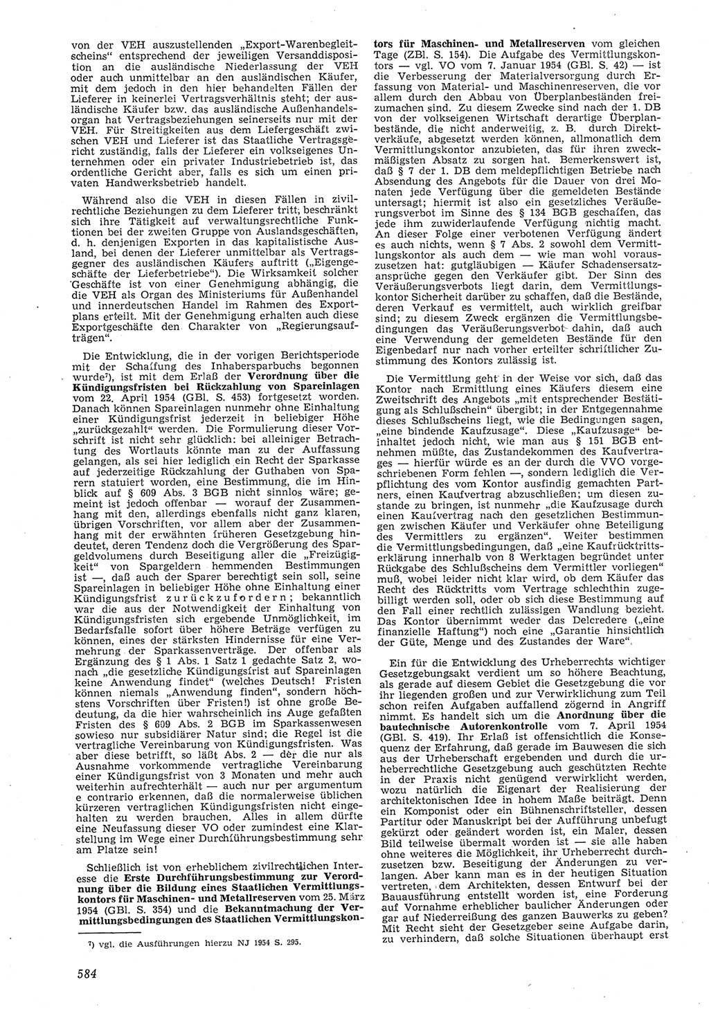 Neue Justiz (NJ), Zeitschrift für Recht und Rechtswissenschaft [Deutsche Demokratische Republik (DDR)], 8. Jahrgang 1954, Seite 584 (NJ DDR 1954, S. 584)