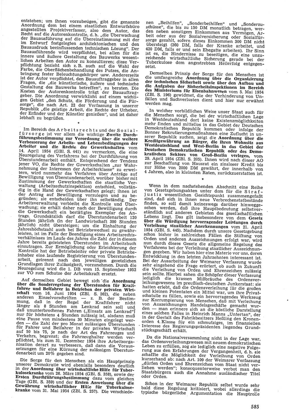 Neue Justiz (NJ), Zeitschrift für Recht und Rechtswissenschaft [Deutsche Demokratische Republik (DDR)], 8. Jahrgang 1954, Seite 585 (NJ DDR 1954, S. 585)