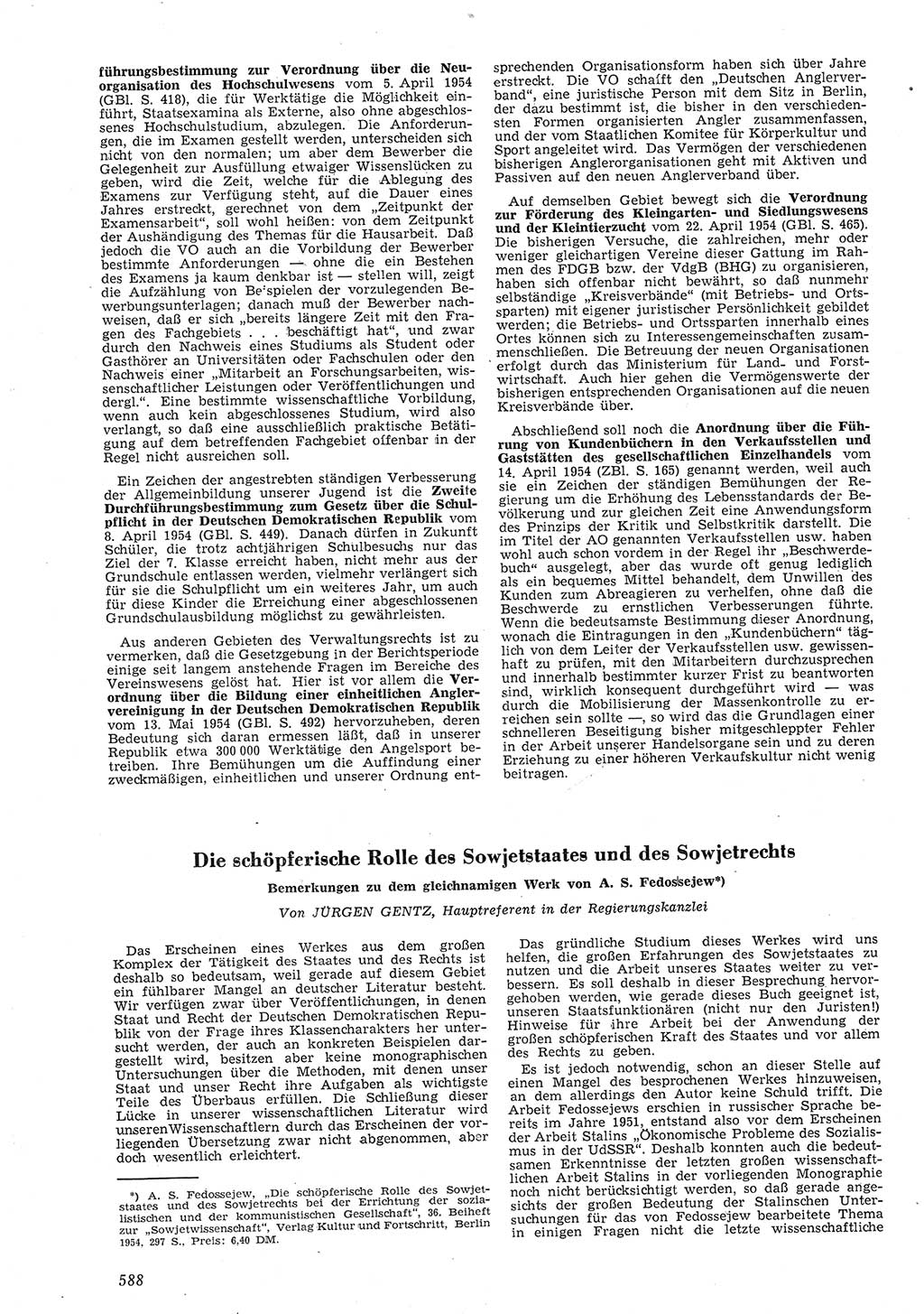 Neue Justiz (NJ), Zeitschrift für Recht und Rechtswissenschaft [Deutsche Demokratische Republik (DDR)], 8. Jahrgang 1954, Seite 588 (NJ DDR 1954, S. 588)
