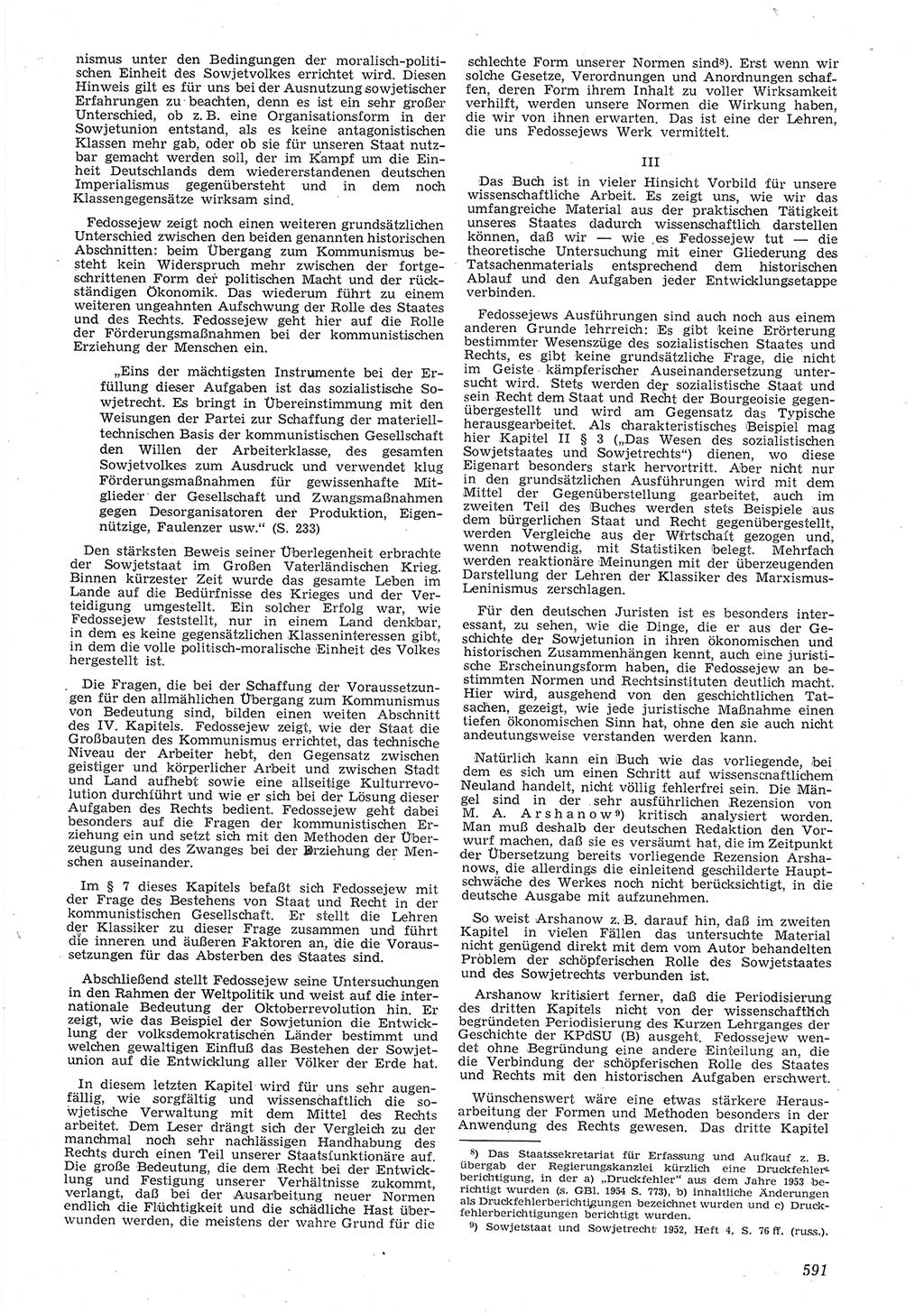 Neue Justiz (NJ), Zeitschrift für Recht und Rechtswissenschaft [Deutsche Demokratische Republik (DDR)], 8. Jahrgang 1954, Seite 591 (NJ DDR 1954, S. 591)