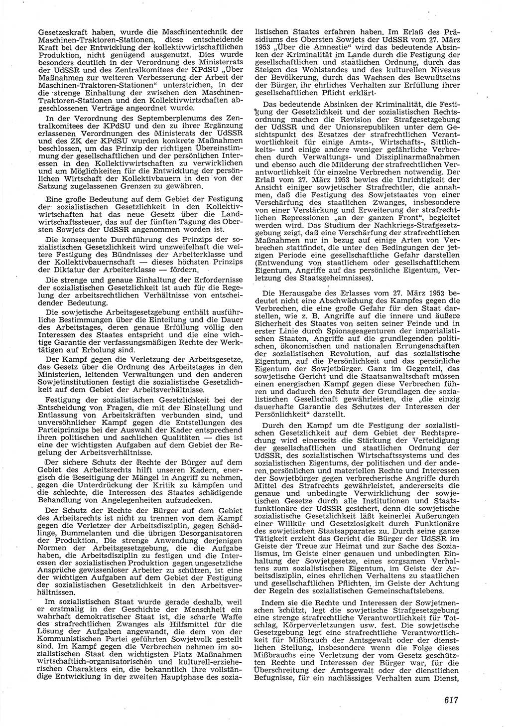 Neue Justiz (NJ), Zeitschrift für Recht und Rechtswissenschaft [Deutsche Demokratische Republik (DDR)], 8. Jahrgang 1954, Seite 617 (NJ DDR 1954, S. 617)