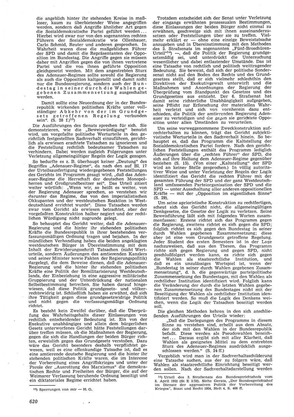 Neue Justiz (NJ), Zeitschrift für Recht und Rechtswissenschaft [Deutsche Demokratische Republik (DDR)], 8. Jahrgang 1954, Seite 620 (NJ DDR 1954, S. 620)