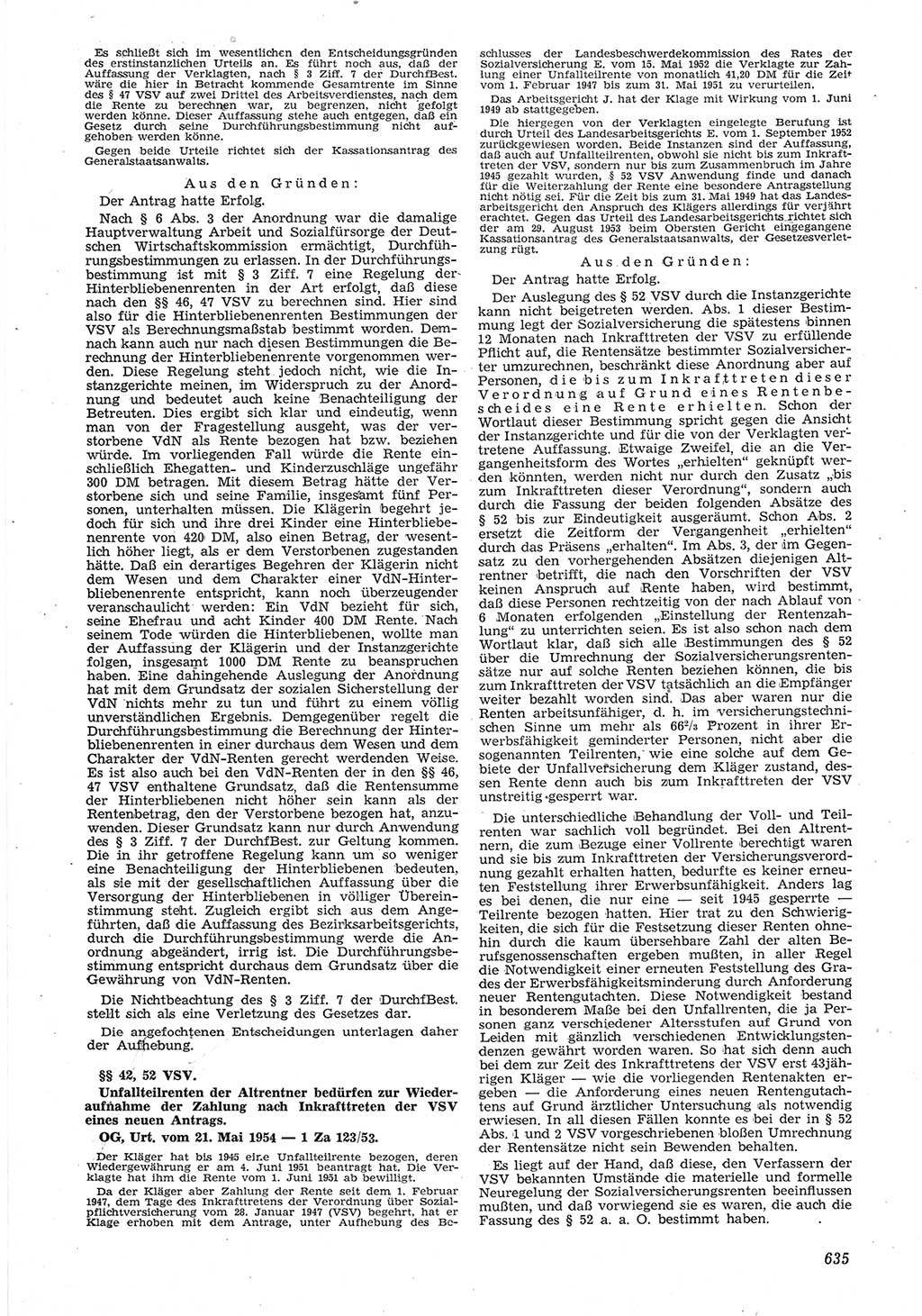Neue Justiz (NJ), Zeitschrift für Recht und Rechtswissenschaft [Deutsche Demokratische Republik (DDR)], 8. Jahrgang 1954, Seite 635 (NJ DDR 1954, S. 635)