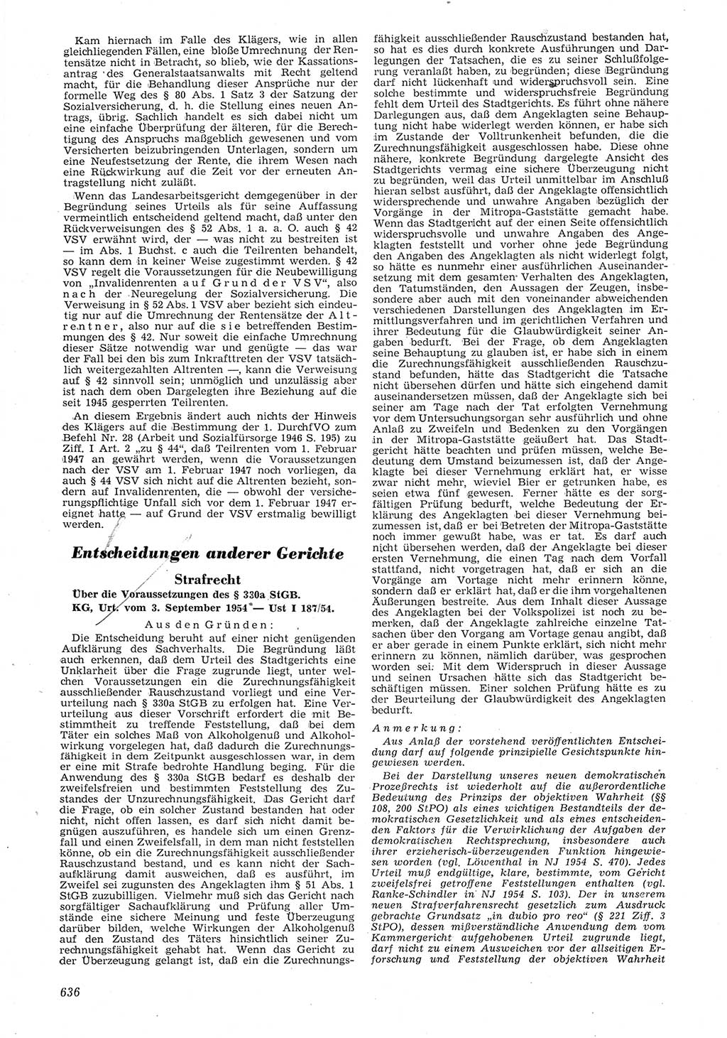 Neue Justiz (NJ), Zeitschrift für Recht und Rechtswissenschaft [Deutsche Demokratische Republik (DDR)], 8. Jahrgang 1954, Seite 636 (NJ DDR 1954, S. 636)