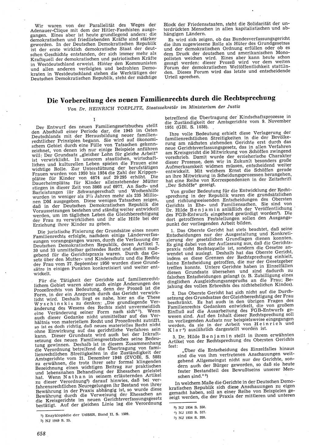 Neue Justiz (NJ), Zeitschrift für Recht und Rechtswissenschaft [Deutsche Demokratische Republik (DDR)], 8. Jahrgang 1954, Seite 658 (NJ DDR 1954, S. 658)