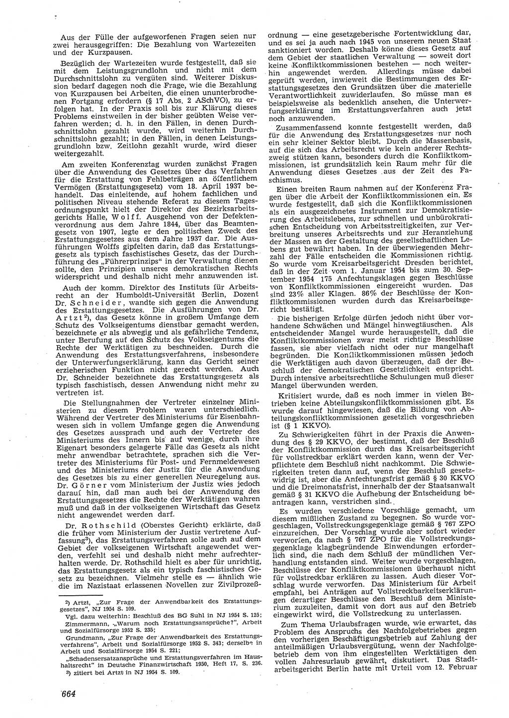 Neue Justiz (NJ), Zeitschrift für Recht und Rechtswissenschaft [Deutsche Demokratische Republik (DDR)], 8. Jahrgang 1954, Seite 664 (NJ DDR 1954, S. 664)