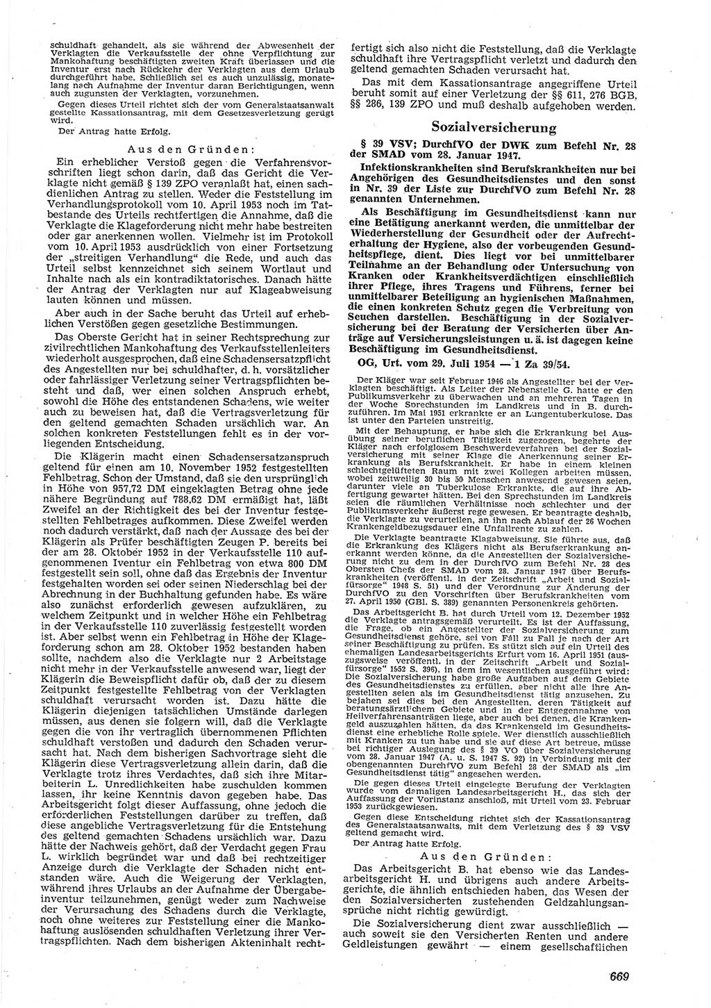 Neue Justiz (NJ), Zeitschrift für Recht und Rechtswissenschaft [Deutsche Demokratische Republik (DDR)], 8. Jahrgang 1954, Seite 669 (NJ DDR 1954, S. 669)