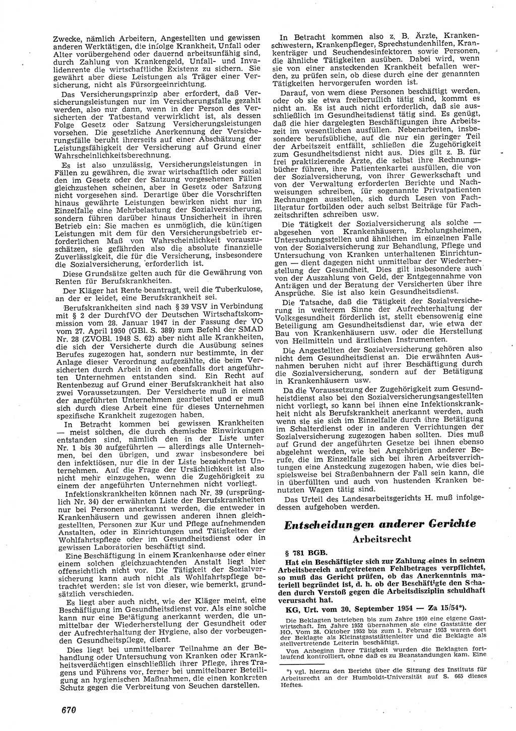 Neue Justiz (NJ), Zeitschrift für Recht und Rechtswissenschaft [Deutsche Demokratische Republik (DDR)], 8. Jahrgang 1954, Seite 670 (NJ DDR 1954, S. 670)