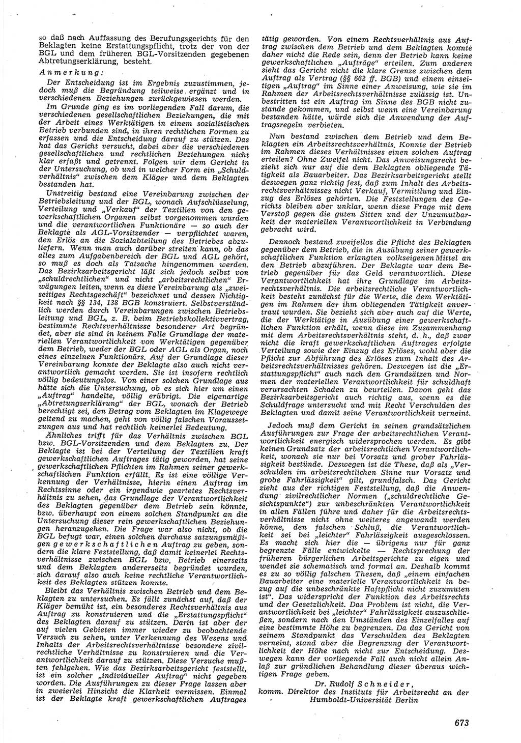 Neue Justiz (NJ), Zeitschrift für Recht und Rechtswissenschaft [Deutsche Demokratische Republik (DDR)], 8. Jahrgang 1954, Seite 673 (NJ DDR 1954, S. 673)
