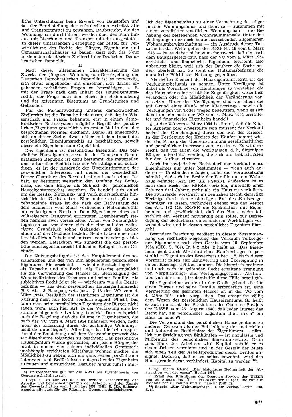 Neue Justiz (NJ), Zeitschrift für Recht und Rechtswissenschaft [Deutsche Demokratische Republik (DDR)], 8. Jahrgang 1954, Seite 691 (NJ DDR 1954, S. 691)