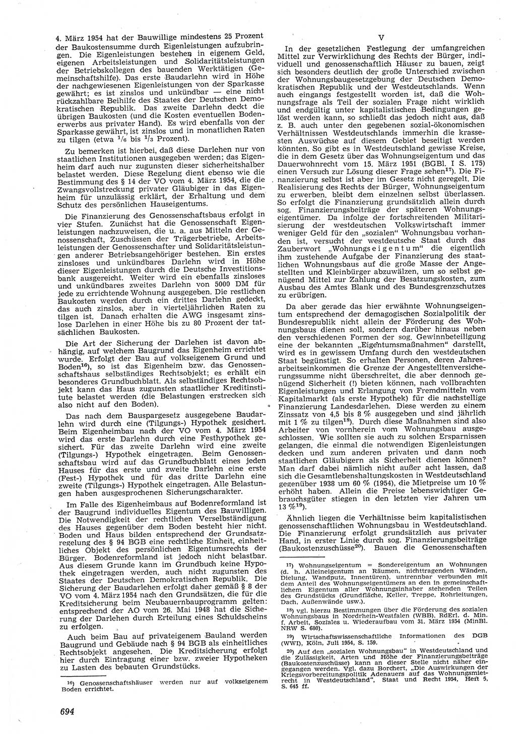 Neue Justiz (NJ), Zeitschrift für Recht und Rechtswissenschaft [Deutsche Demokratische Republik (DDR)], 8. Jahrgang 1954, Seite 694 (NJ DDR 1954, S. 694)