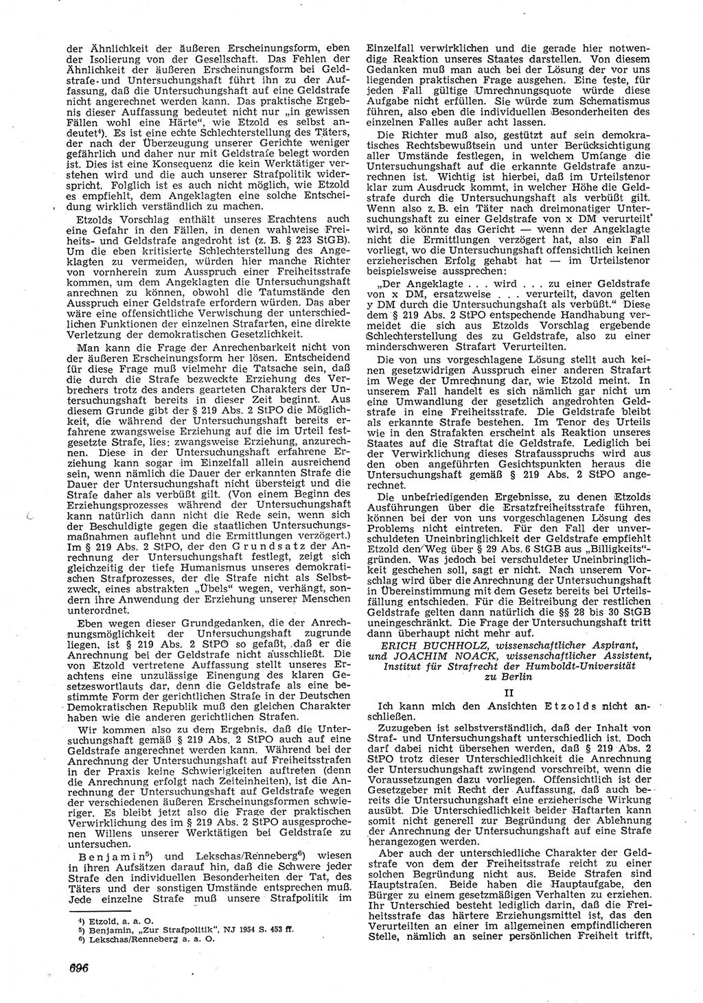 Neue Justiz (NJ), Zeitschrift für Recht und Rechtswissenschaft [Deutsche Demokratische Republik (DDR)], 8. Jahrgang 1954, Seite 696 (NJ DDR 1954, S. 696)
