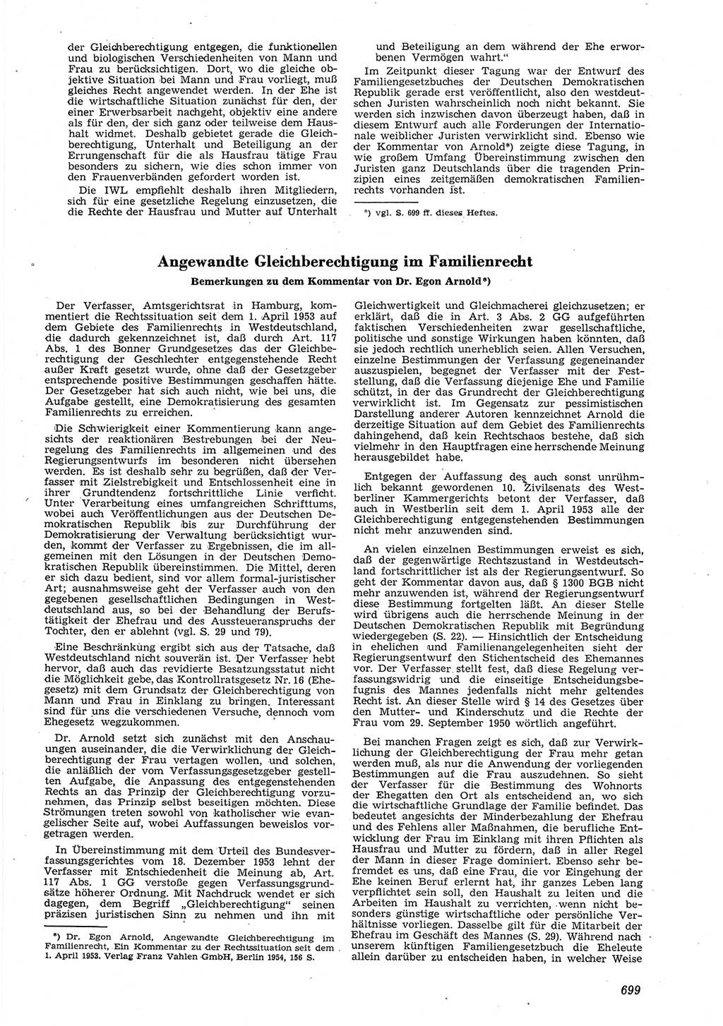 Neue Justiz (NJ), Zeitschrift für Recht und Rechtswissenschaft [Deutsche Demokratische Republik (DDR)], 8. Jahrgang 1954, Seite 699 (NJ DDR 1954, S. 699)