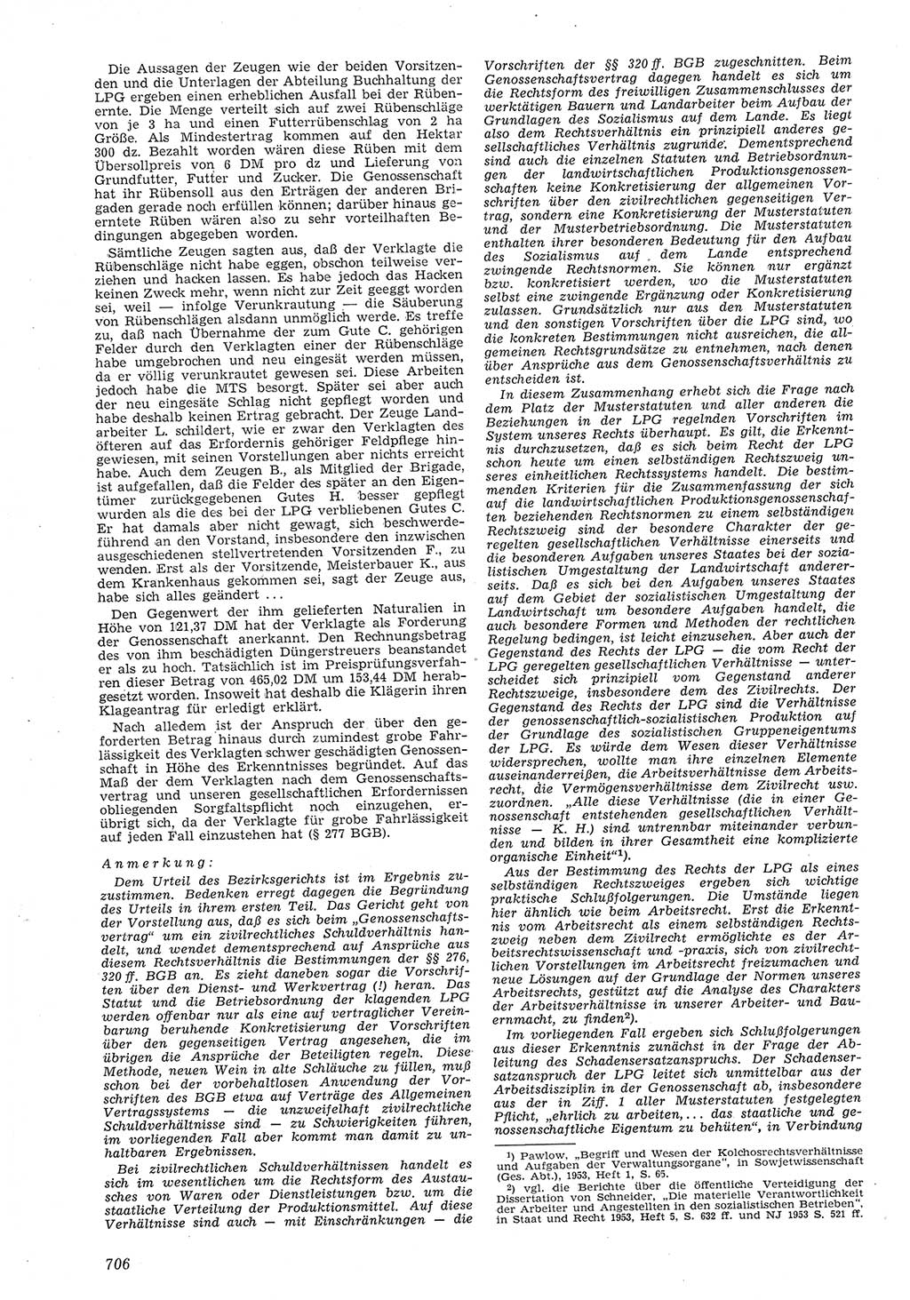 Neue Justiz (NJ), Zeitschrift für Recht und Rechtswissenschaft [Deutsche Demokratische Republik (DDR)], 8. Jahrgang 1954, Seite 706 (NJ DDR 1954, S. 706)