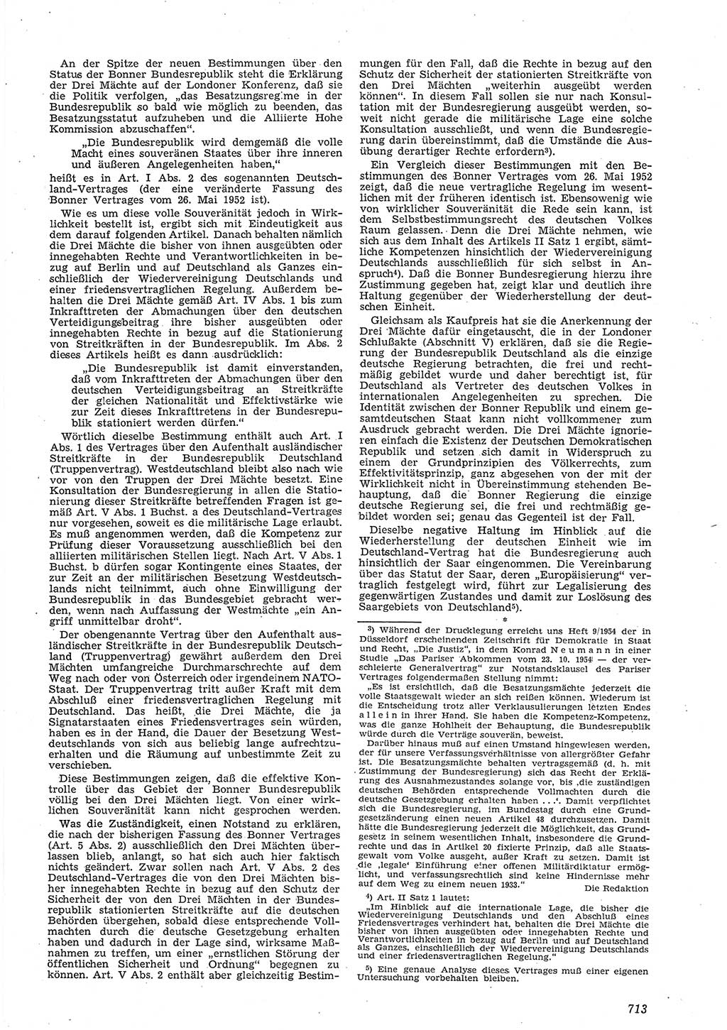 Neue Justiz (NJ), Zeitschrift für Recht und Rechtswissenschaft [Deutsche Demokratische Republik (DDR)], 8. Jahrgang 1954, Seite 713 (NJ DDR 1954, S. 713)