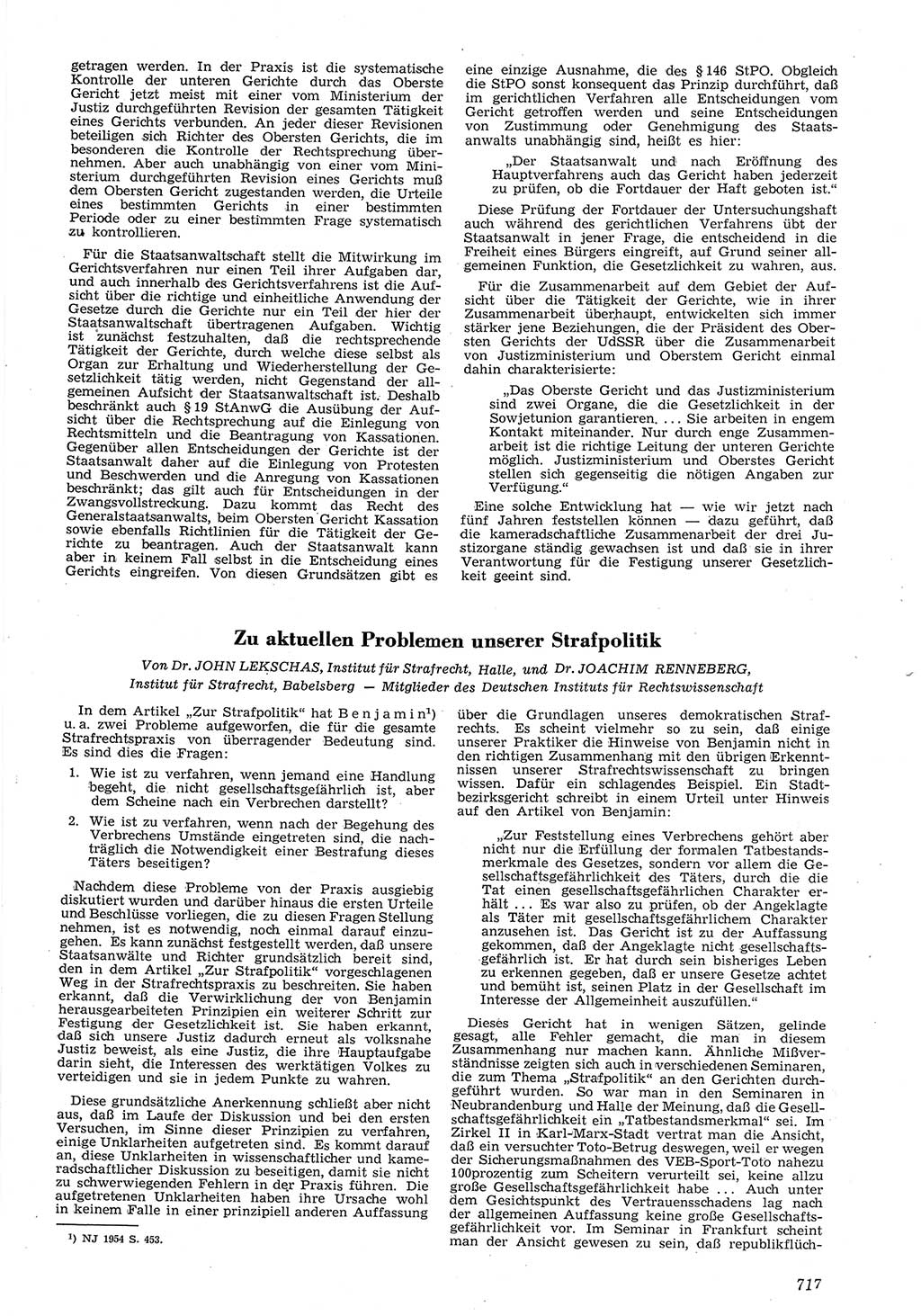 Neue Justiz (NJ), Zeitschrift für Recht und Rechtswissenschaft [Deutsche Demokratische Republik (DDR)], 8. Jahrgang 1954, Seite 717 (NJ DDR 1954, S. 717)
