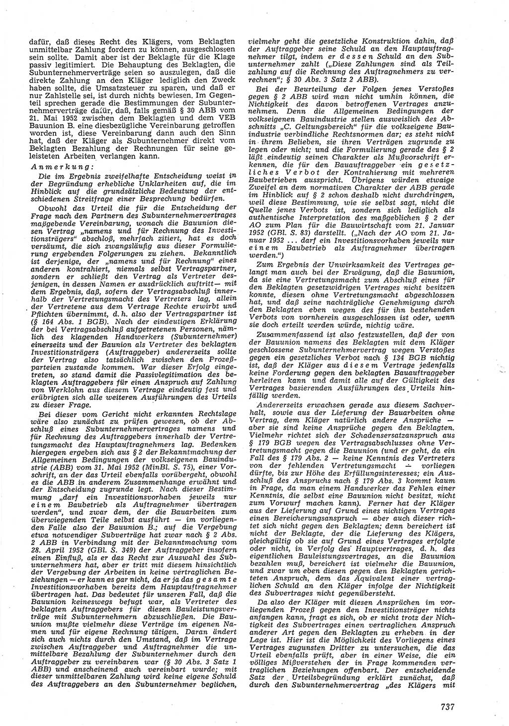 Neue Justiz (NJ), Zeitschrift für Recht und Rechtswissenschaft [Deutsche Demokratische Republik (DDR)], 8. Jahrgang 1954, Seite 737 (NJ DDR 1954, S. 737)