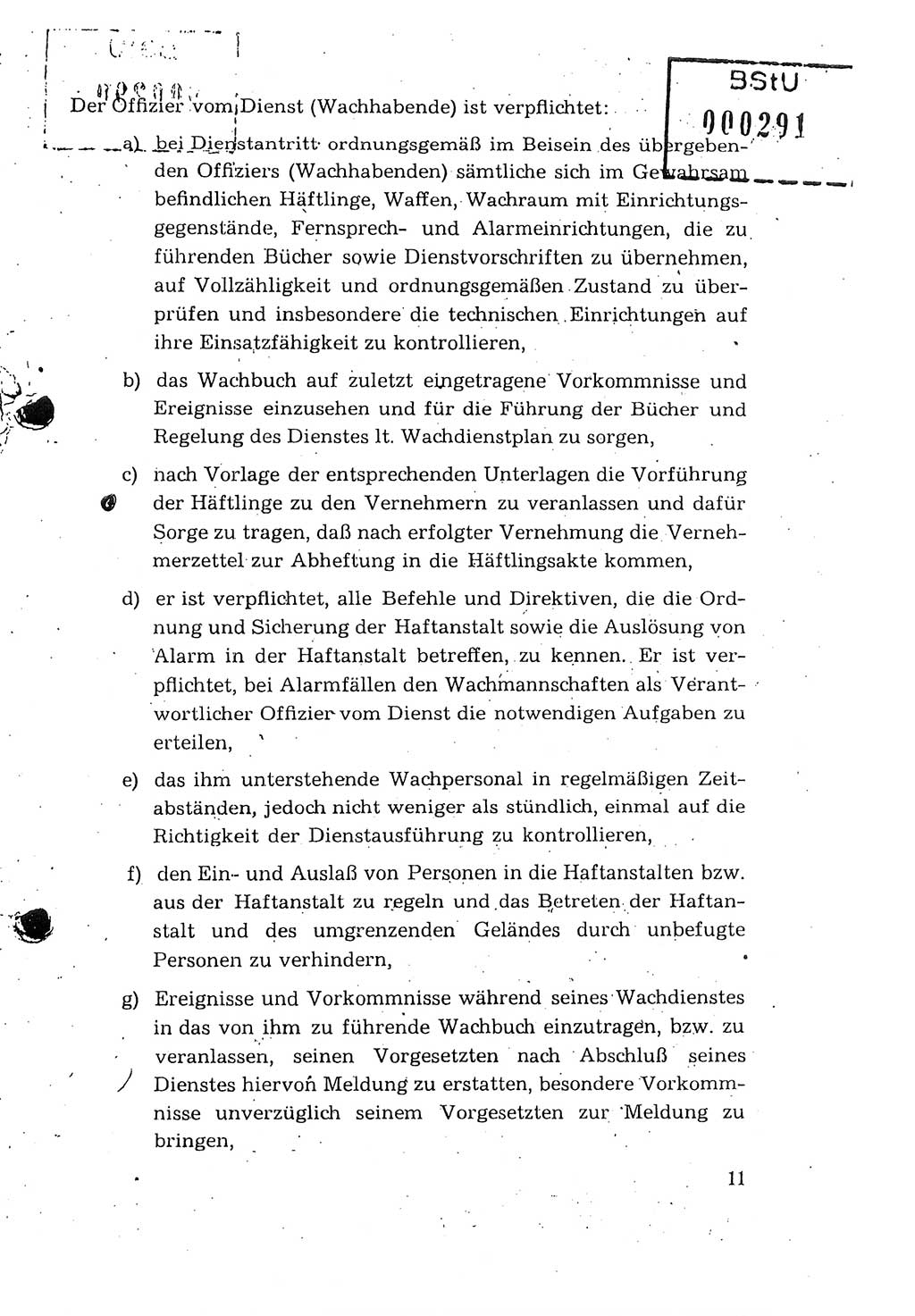 Dienstanweisung für den Dienst und die Ordnung in den Untersuchungshaftanstalten (UHA) des Staatssekretariats für Staatssicherheit (SfS), Deutsche Demokratische Republik (DDR), Staatssekretariat für Staatssicherheit (SfS), Stellvertreter des Ministers, Berlin 1955, Seite 11 (DA MfS DDR Sekr. Min. GVS 2708/55 1955, S. 11)