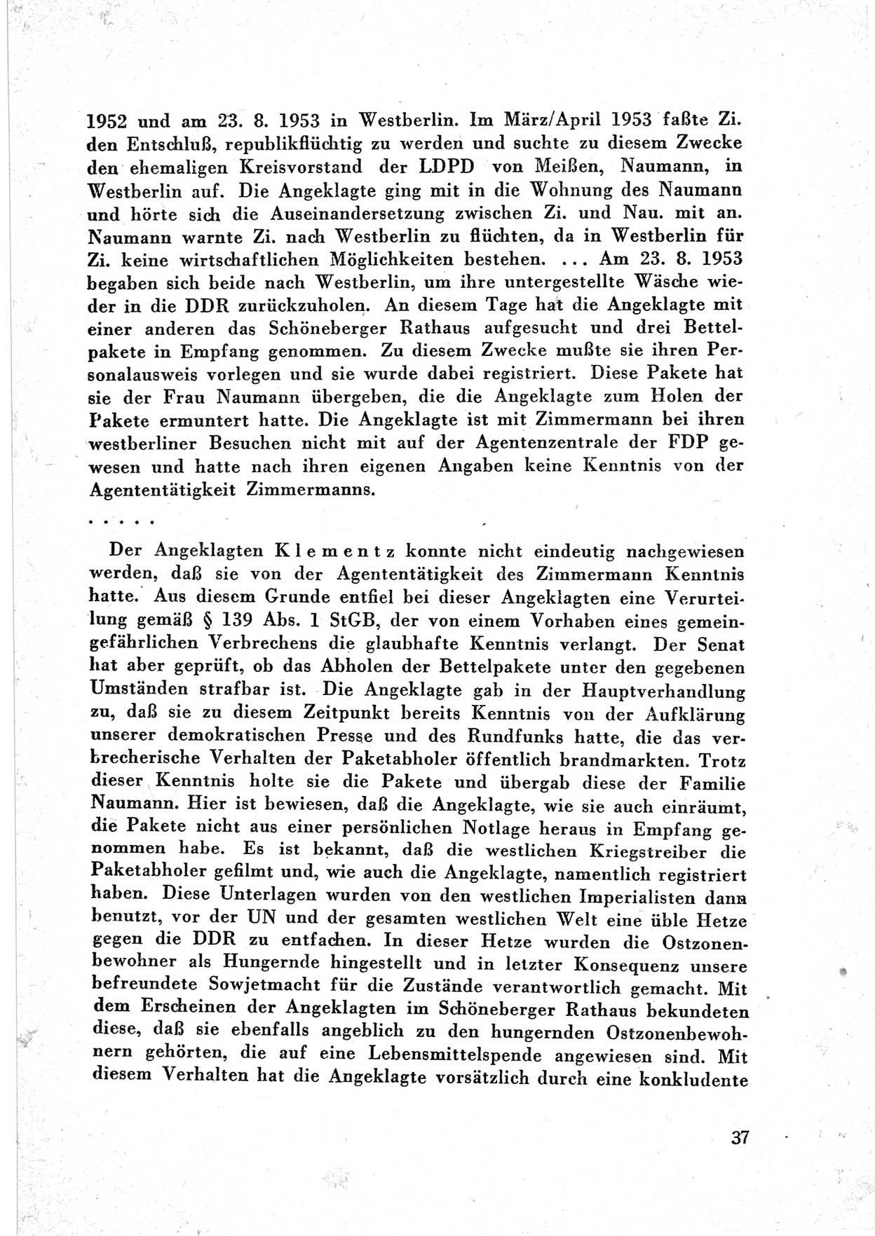 Dokumente des Unrechts, das SED-Regime [Deutsche Demokratische Republik (DDR)] in der Praxis, neue Folge, herausgegeben vom Bundesministerium fÃ¼r gesamtdeutsche Fragen (BMG) [Bundesrepublik Deutschland (BRD)], Bonn 1955, Seite 37 (Dok. UnR. SED-Reg. DDR BMG BRD 1955, S. 37)